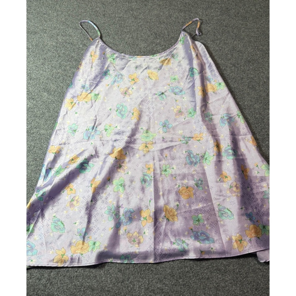 Delicates Purple Floral‎ Print Sleeveless Lounge Dress, X Large